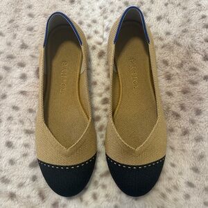 Rothy's Tan and Black Flats